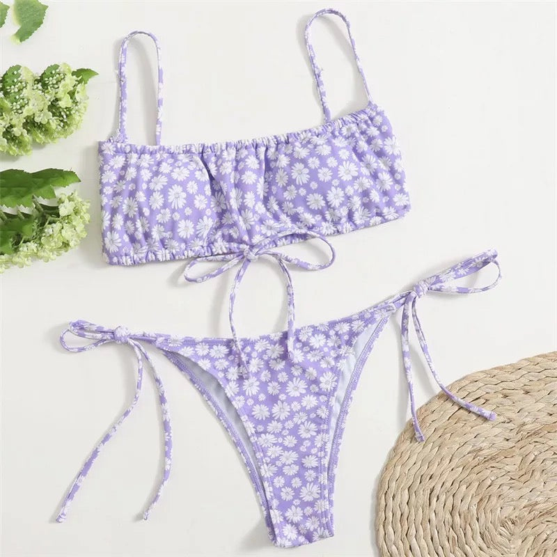 Lavender Daisy Print Bikini